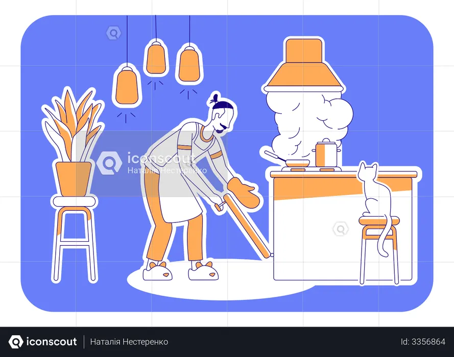Man cook at home  Illustration