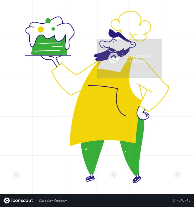 Man cook made delicious cake  Illustration