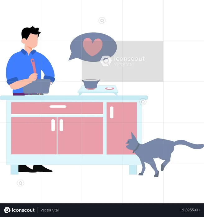 Man Cooking In Kitchen  Illustration
