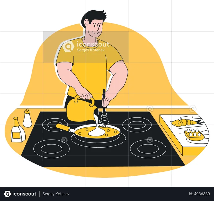 Man cooking in kitchen  Illustration