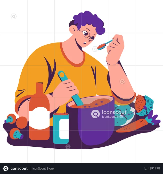 Man cooking meal  Illustration