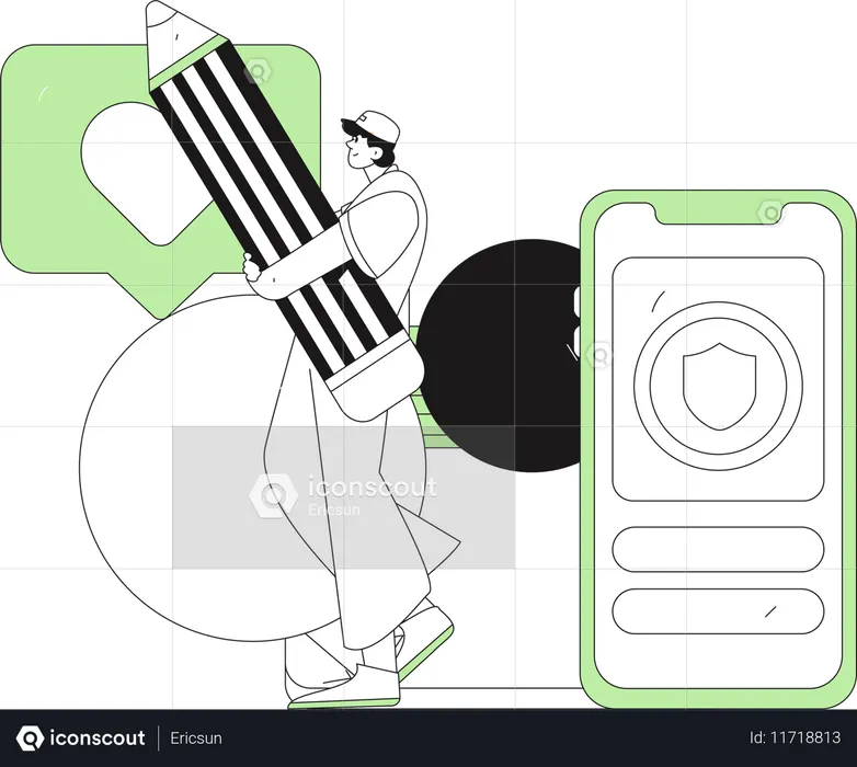 Man create secure event in mobile app  Illustration