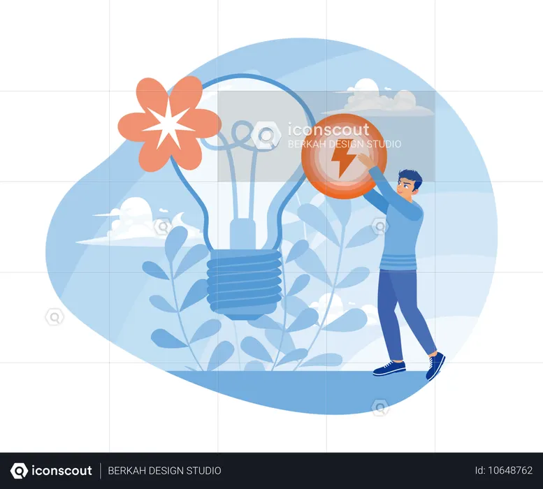 Man Create Sustainable Strategies To Eliminate Waste And Pollution  Illustration
