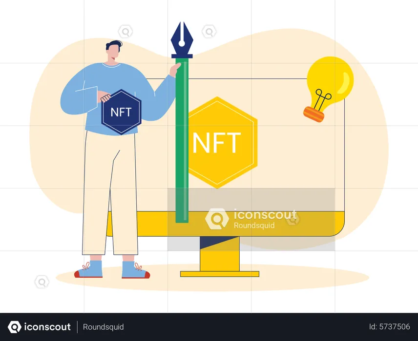 Man creating a NFT  Illustration