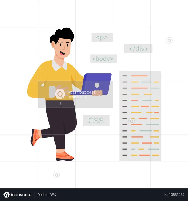 Man creating css file  Illustration