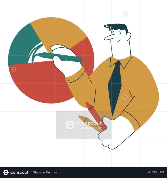 Man creating data analytics  Illustration