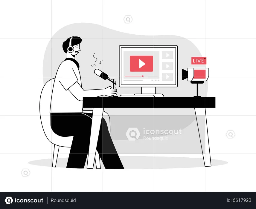 Man creating video content  Illustration