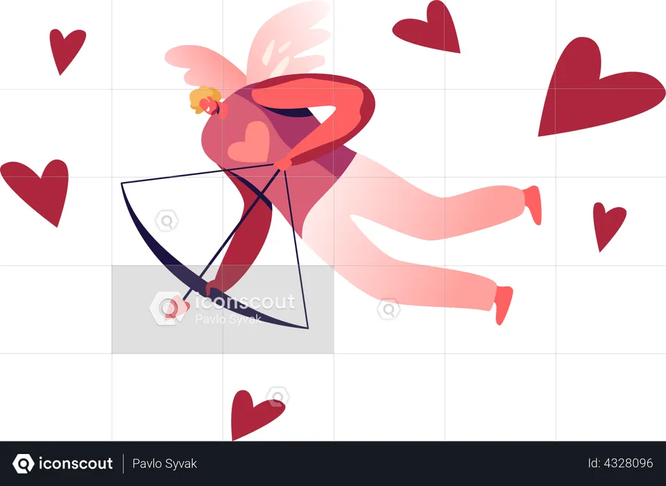 Man Cupid with Wings  Illustration