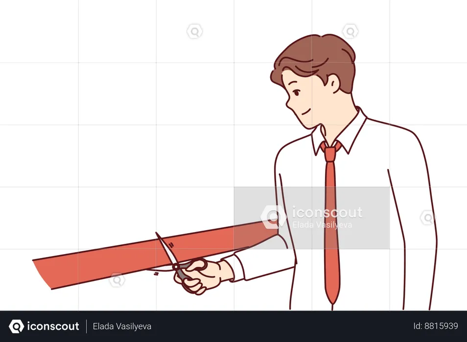 Man cuts inauguration ribbon  Illustration