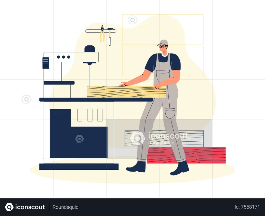 Man cutting wood  Illustration