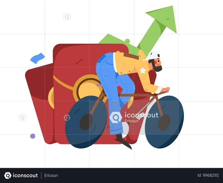 Man cycling for financial growth  Illustration