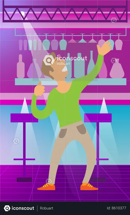 Man Dancing in Night Club  Illustration