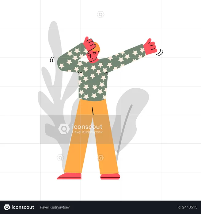 Man dancing in park  Illustration