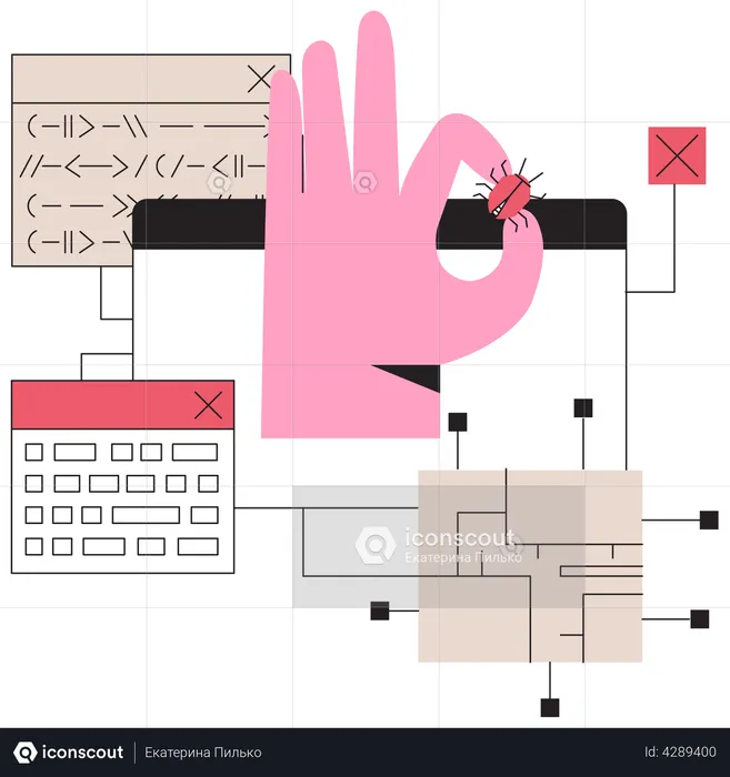 Man delete malware  Illustration