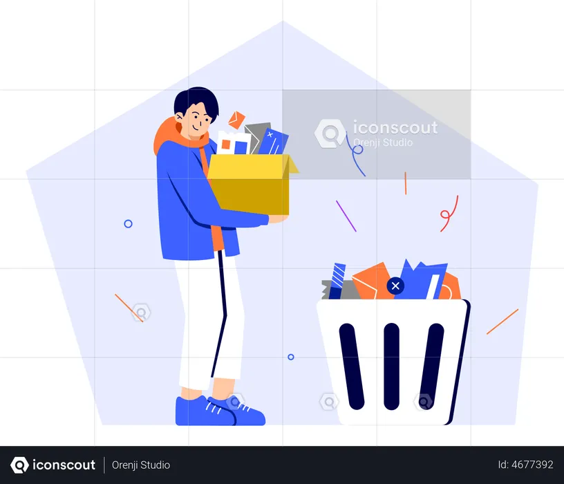 Man Deleting Data  Illustration