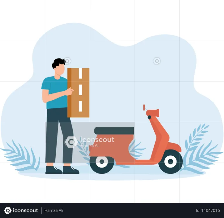 Man delivering food parcel  Illustration