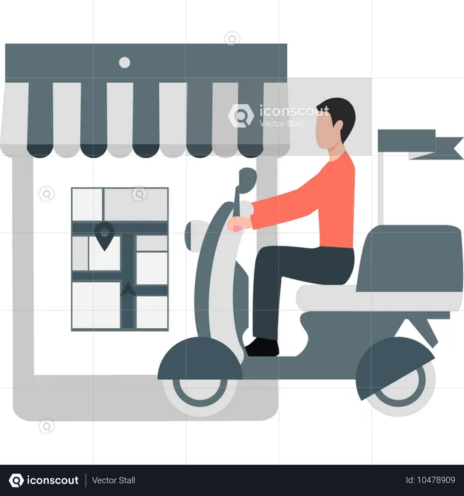 Man delivering the parcel to delivery location  Illustration