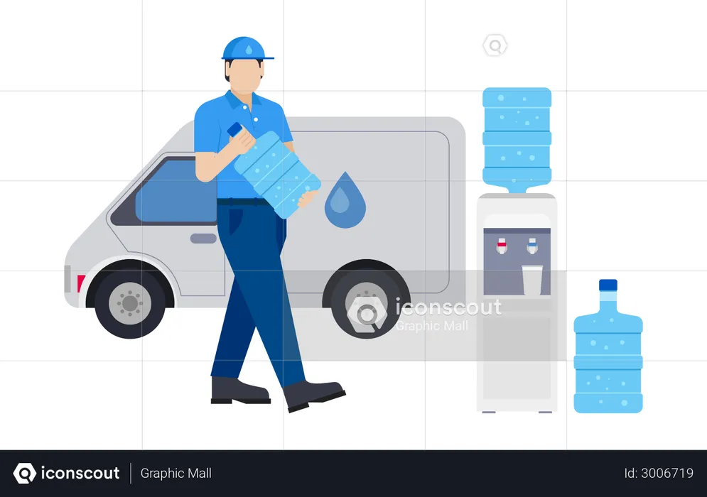 Man delivering water bottle  Illustration