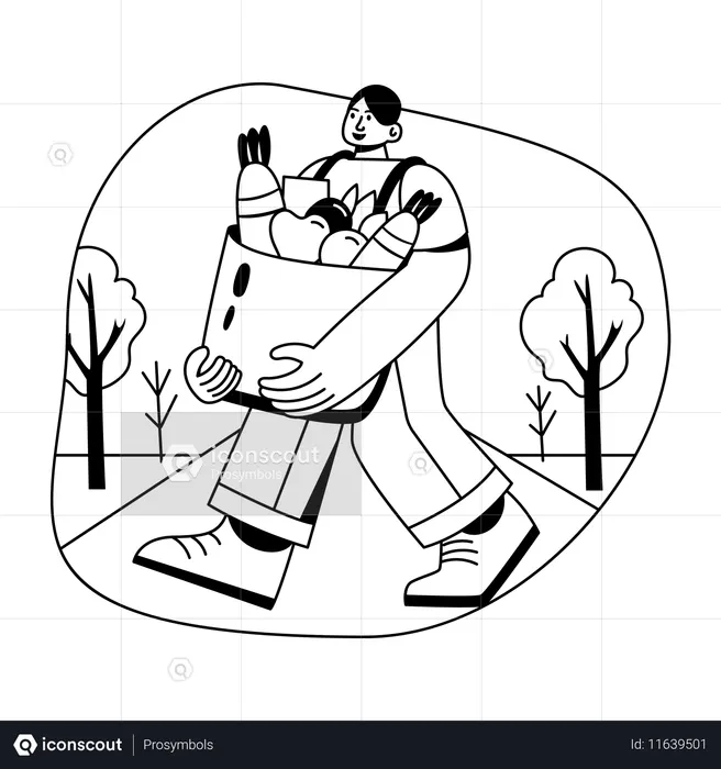 Man delivers Grocery Order  Illustration