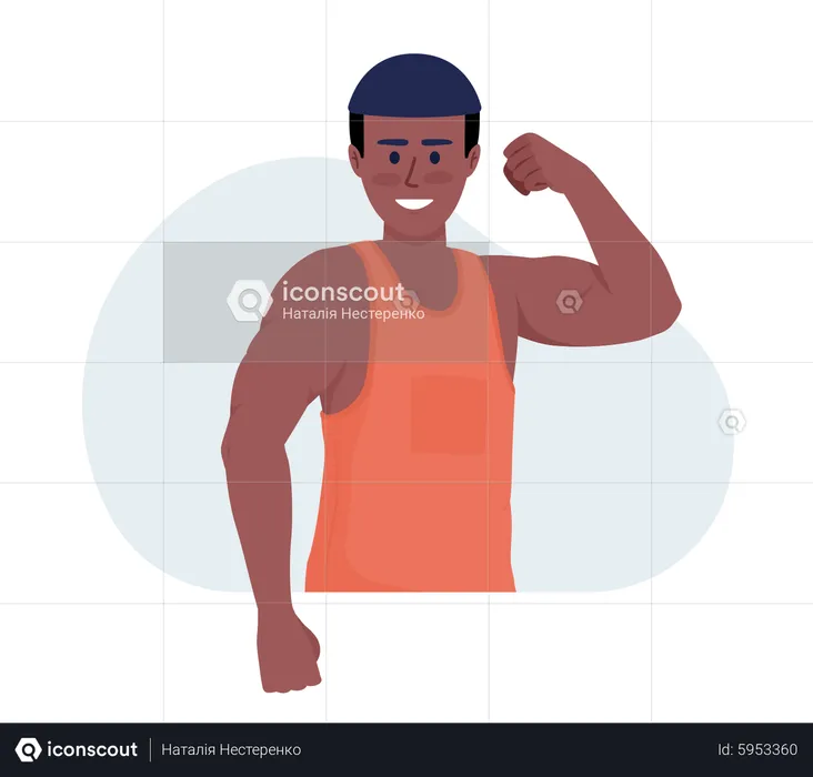 Man demonstrating muscles  Illustration