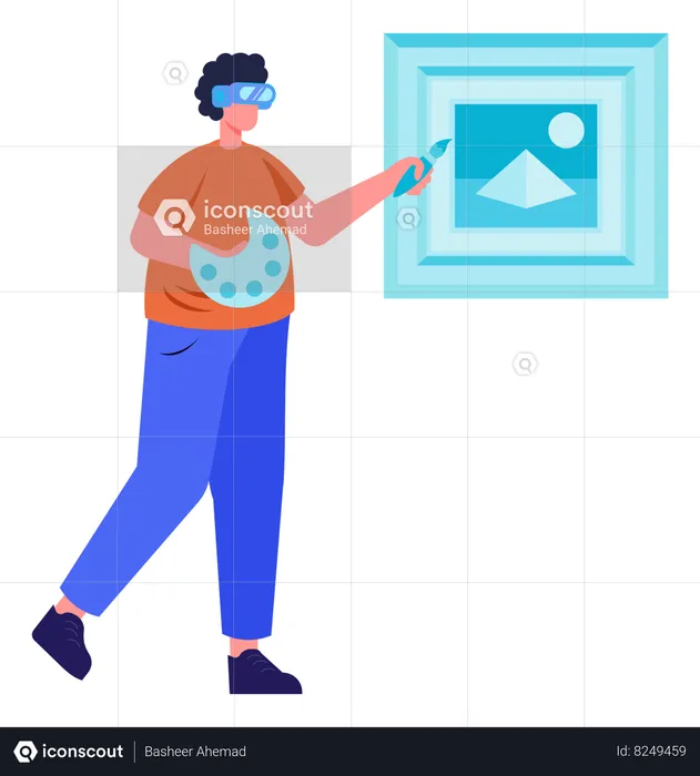Man designing in virtual reality  Illustration