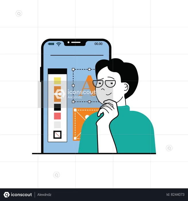Man designing mobile app  Illustration