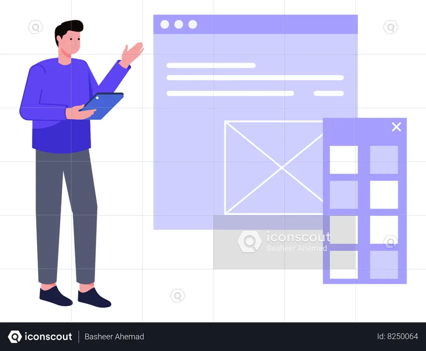 Man designing website UI UX  Illustration
