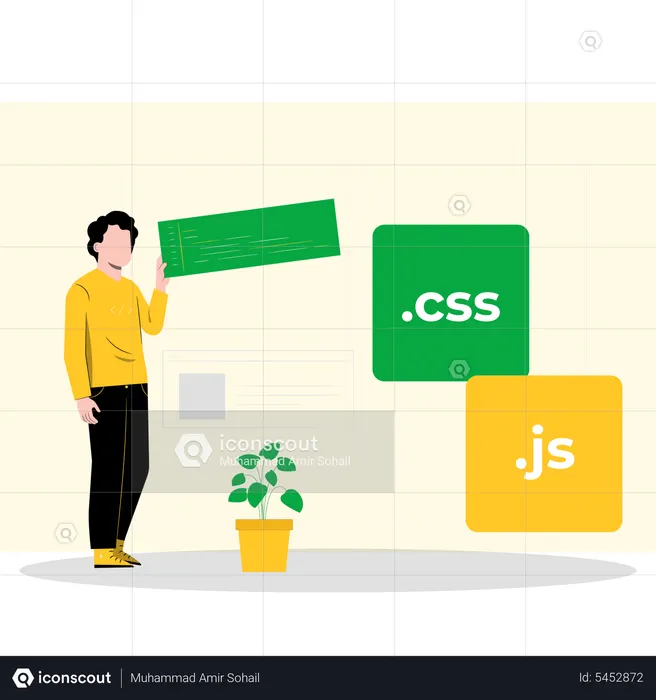 Man Developer working on website ui  Illustration