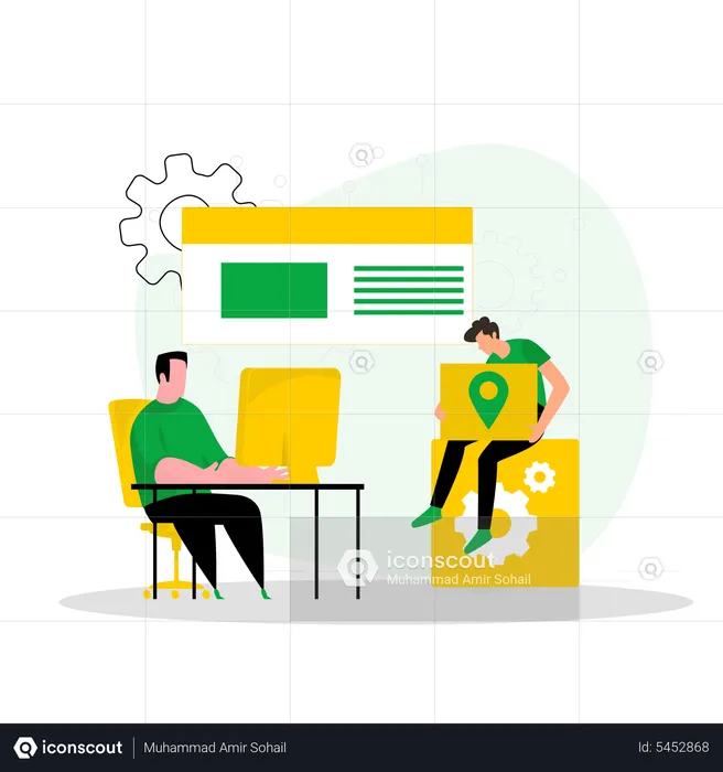 Man Developers working together  Illustration