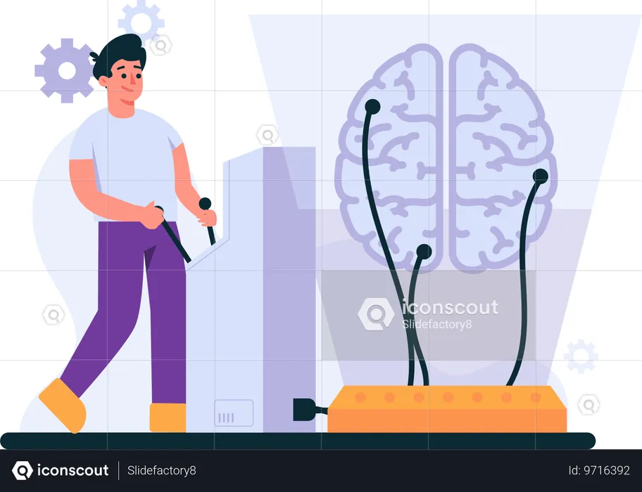 Man developing Ai brain  Illustration