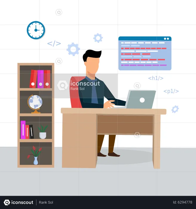 Man Developing Frontend Website  Illustration