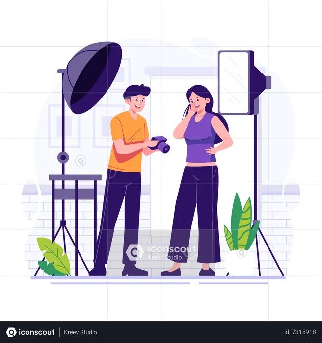 Man directing woman during a photo session  Illustration
