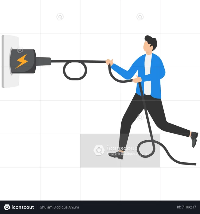 Man Disconnect Power Cord  Illustration