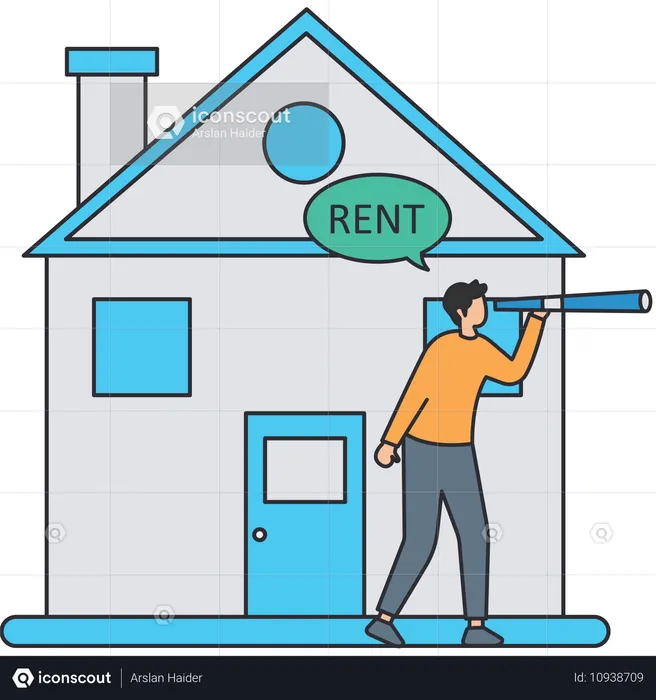 Man discovering property  Illustration