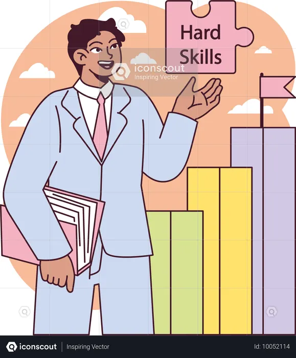 Man discussing about hard skills in interview  Illustration