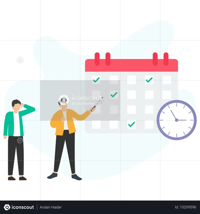 Man Discussing about Task Schedule  Illustration