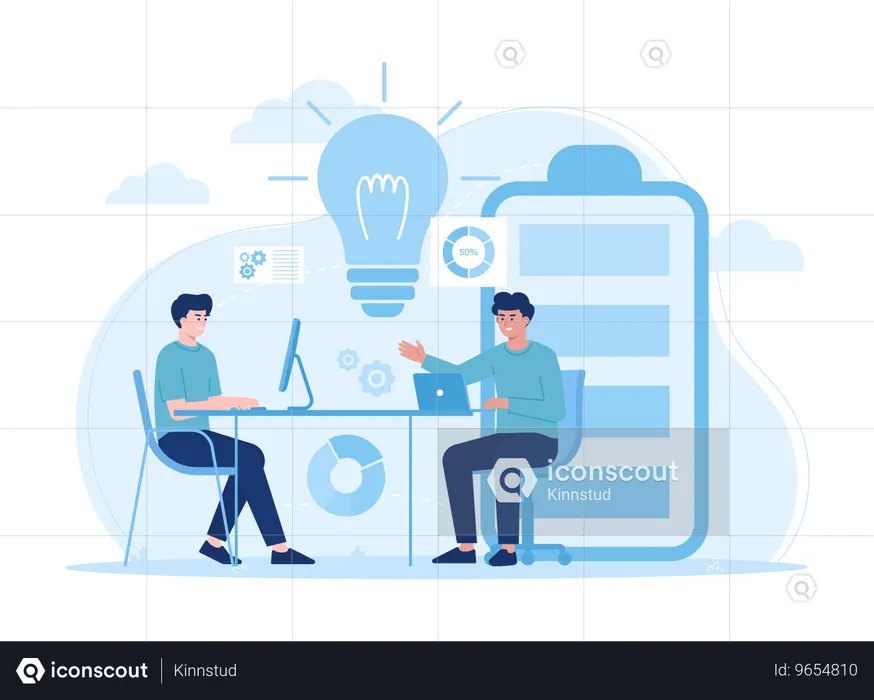 Man discussing business idea  Illustration