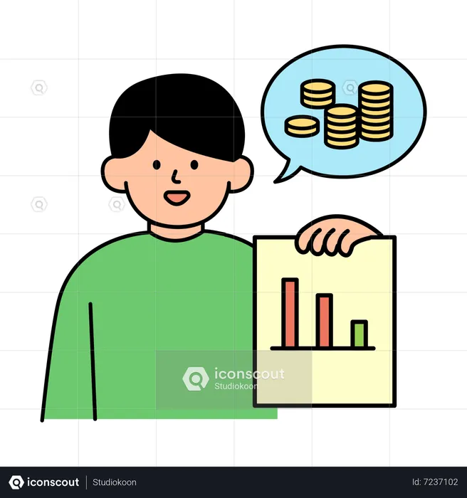 Man Displaying Reduced Electricity Bill  Illustration