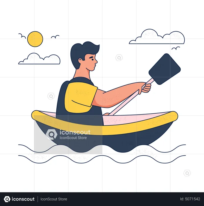 Man do kayaking activity in water  Illustration