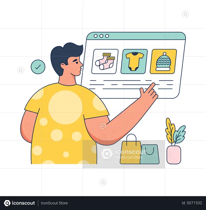 Man do online shopping on e-commerce platform  Illustration