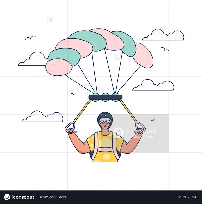 Man do paragliding in the sky  Illustration