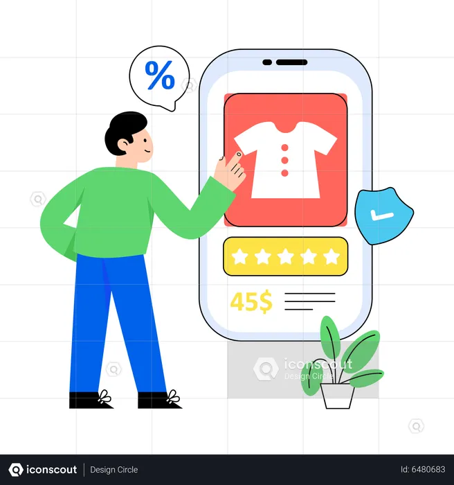 Man do shopping using app  Illustration