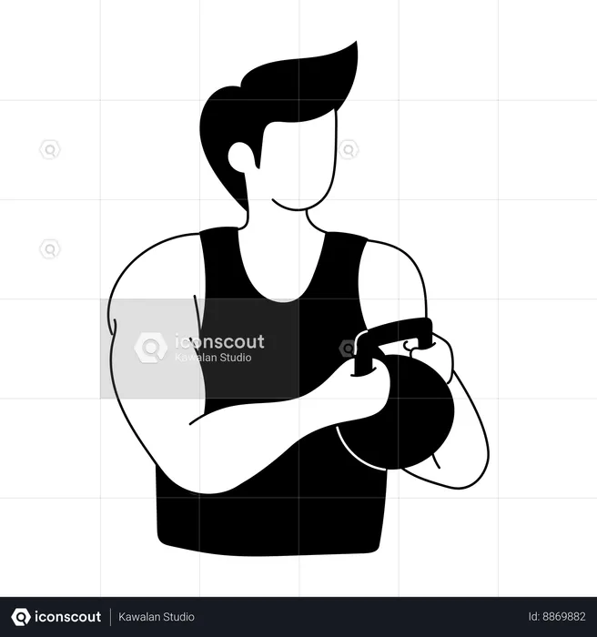 Man does kettlebell exercise  Illustration