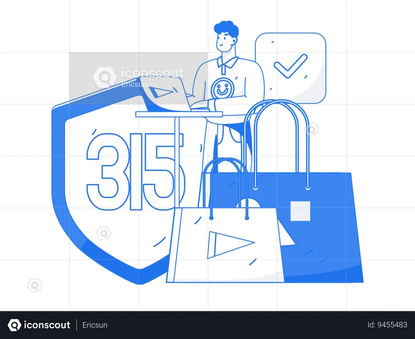 Man doing 315 shopping rights protection  Illustration