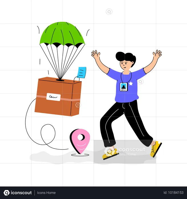 Man doing Air Shipping  Illustration