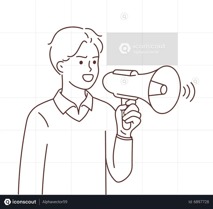 Man doing announcement in megaphone  Illustration