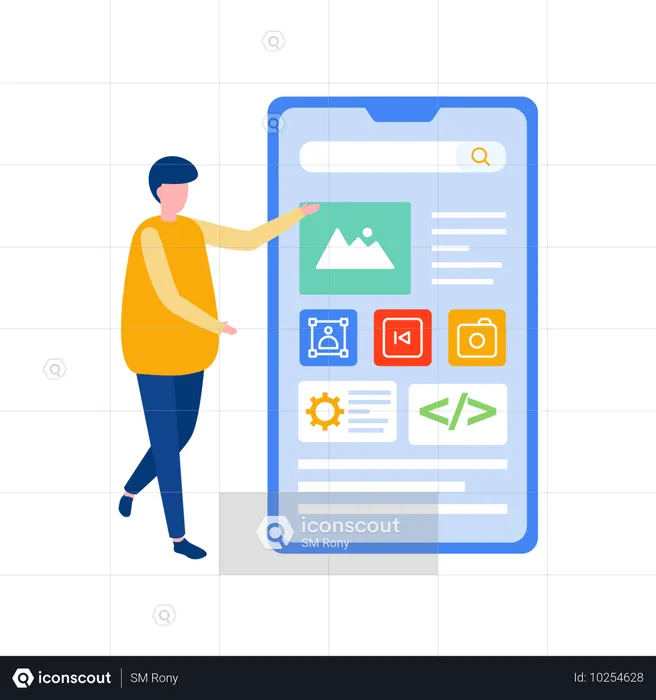 Man Doing App Design  Illustration