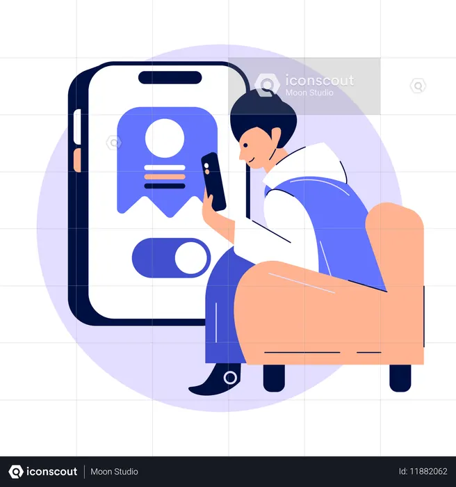 자동이체를 하는 남자  일러스트레이션