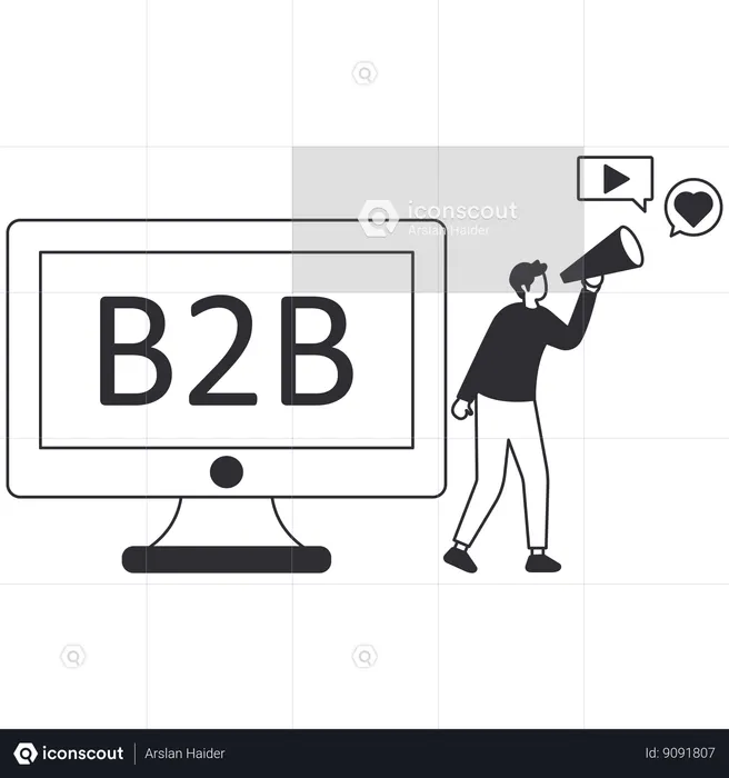 Man doing B2B Marketing  Illustration