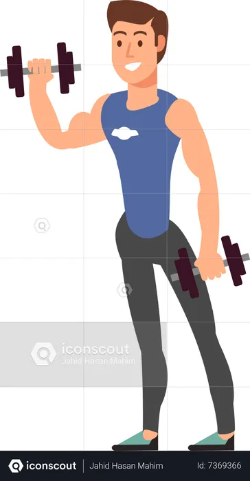 Man doing barbell workout  Illustration